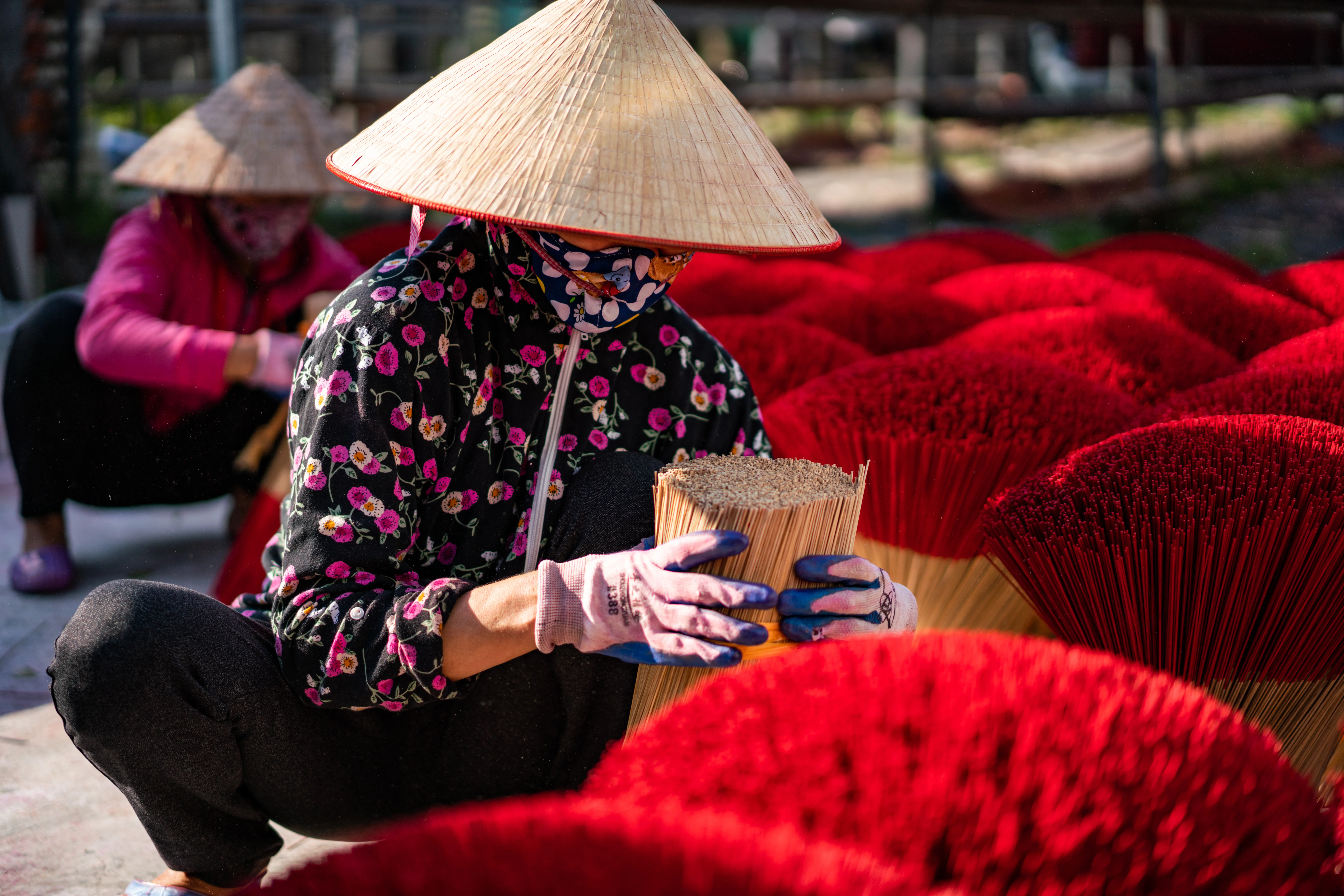 Processing flax fibers into vibrant colors