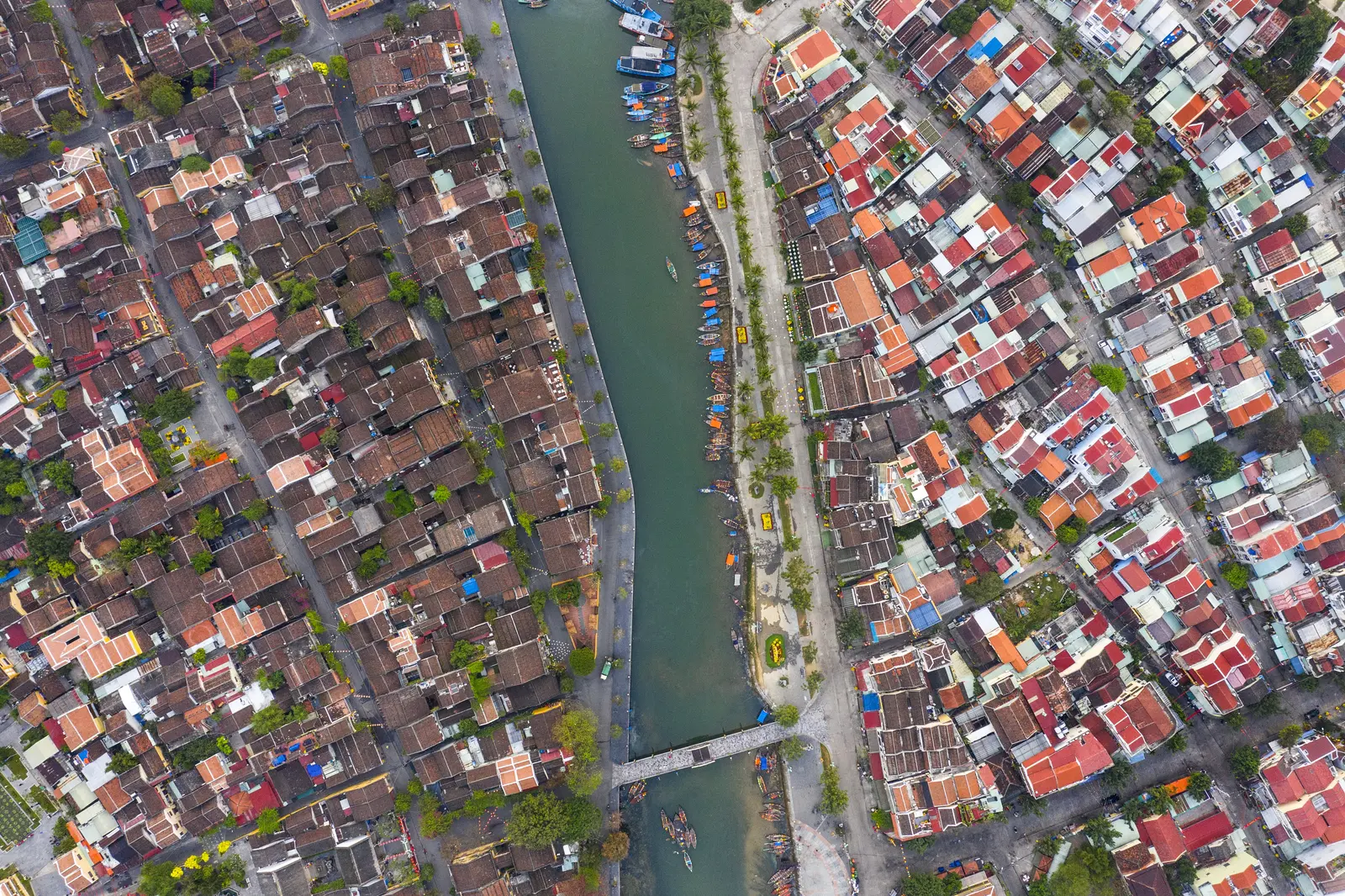 Aerial view of Hội An Ancient Town at sunrise