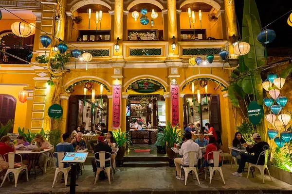 Lantern-lit dining room inside Morning Glory Original